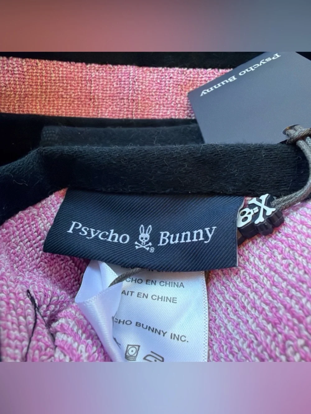 NWT Psycho Bunny Classic Thick Oversized Beach Towel Navy Blue/Pink
